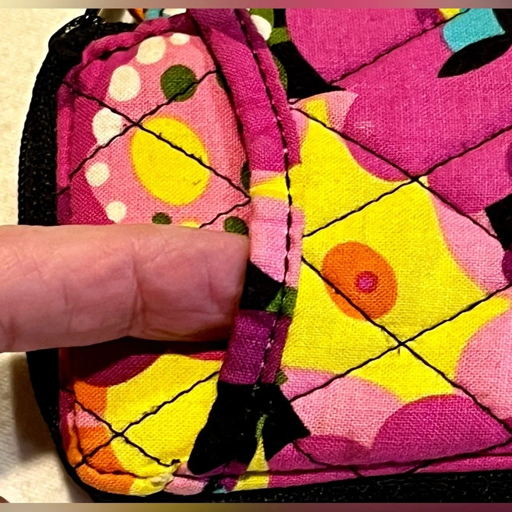 Vera Bradley Floral Wristlet in Black and Pink